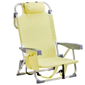 63x65x82cm, Yellow, Aluminium Beach Chair, Oxford Cloth, Silvery-white Aluminium Tube (Color: yellow)