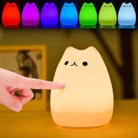 Children Night Light, EECOO Cute Cat Lamp Soft Silicone Sensitive Tap Control Decompression Toy (Option: as picture)