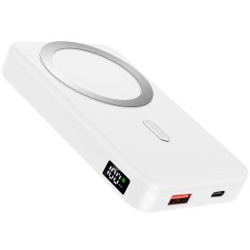 Wireless Power Bank 10000mAh Magnetic Portable Charger 22.5W Fast Charging Fit for iPhone 12 13 Pro Mini Pro Max (Color: White)